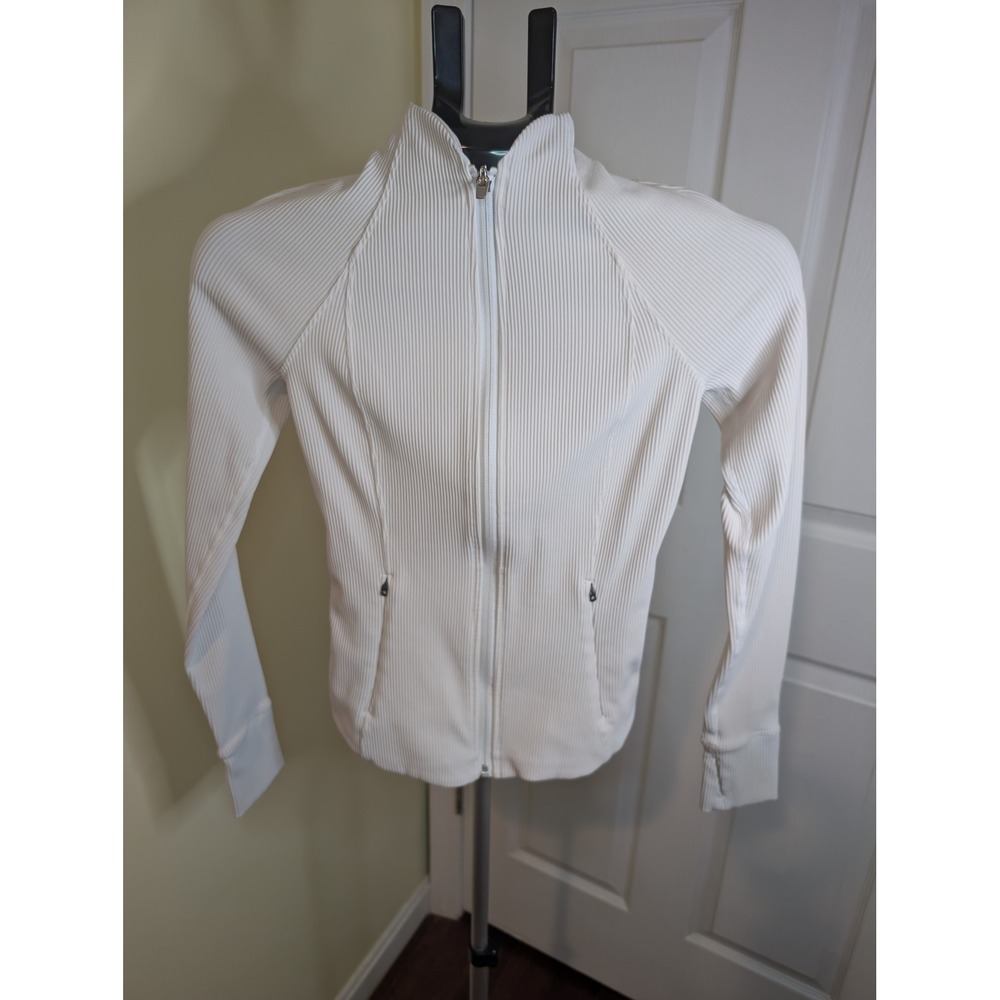 Athleta Salutation Ribbed Full Zip Jacket Womens XXS Thumbholes Activewear